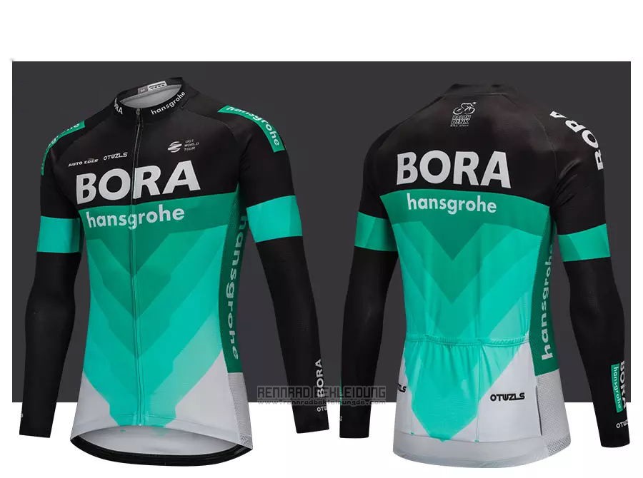 2018 Fahrradbekleidung Bora Grun und Shwarz Trikot Langarm und Tragerhose - zum Schließen ins Bild klicken